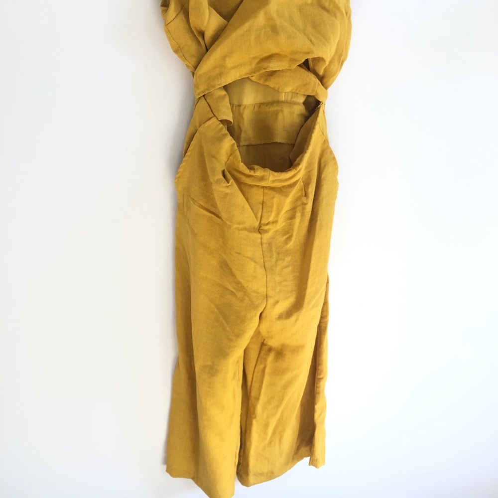 Mustard Linen Tie Back Long Jumper - Picture 4 of 9